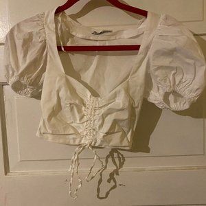 Zara Cropped Peasant Top